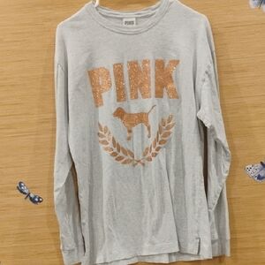 VS Pink Ling Sleeve Glitter Shirt